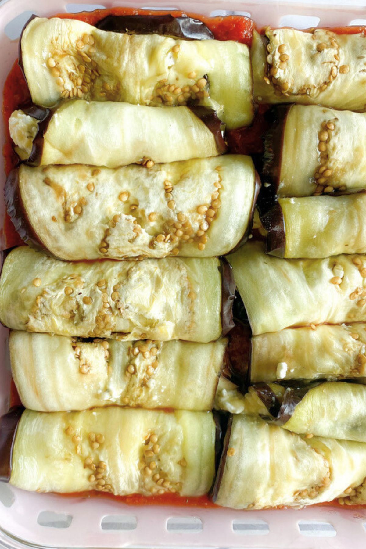 Rolled up eggplant for eggplant rollatini.