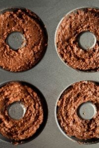 Donut batter in donut pan.