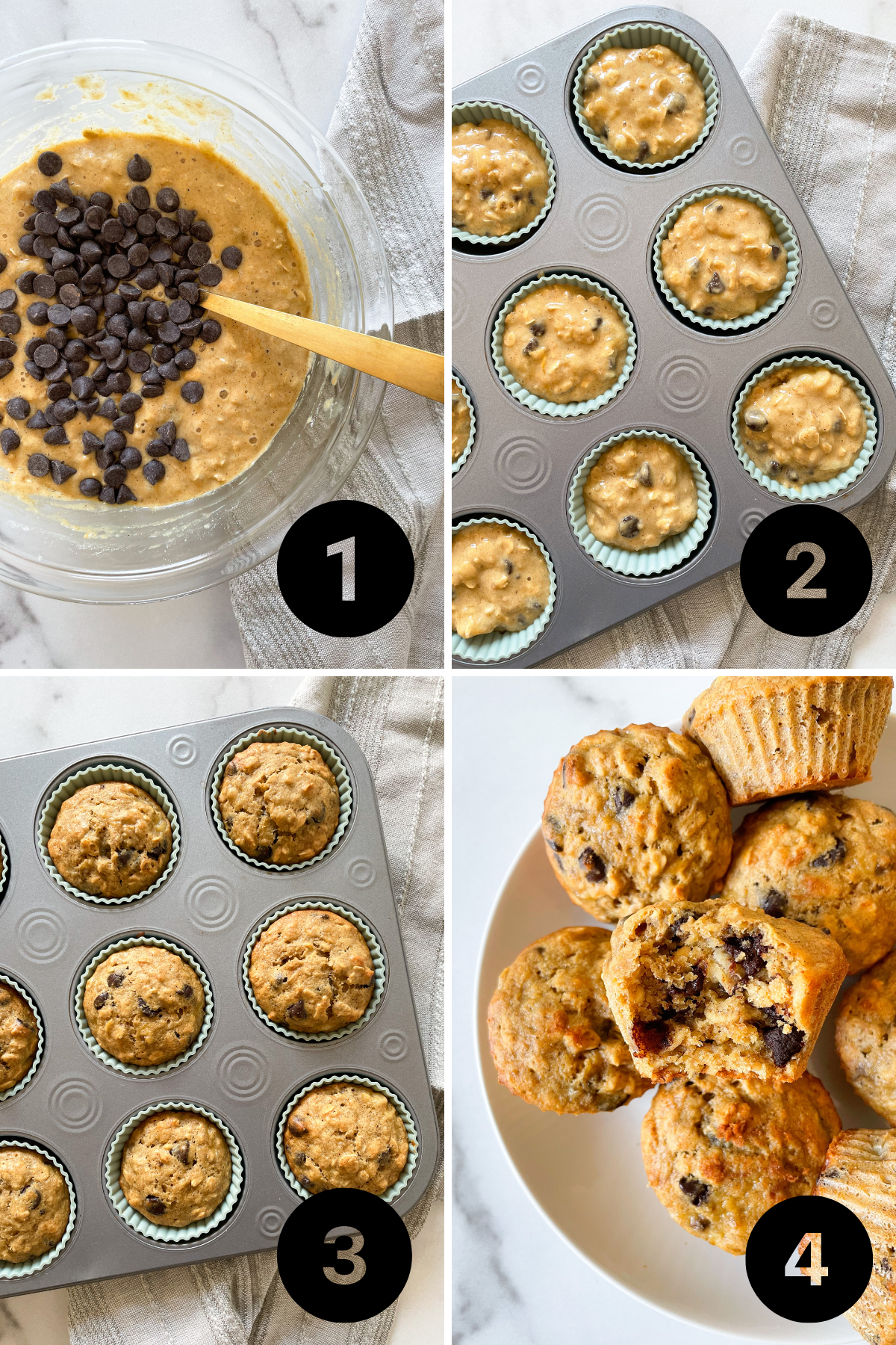 Healthy and Easy Oatmeal Banana Muffins