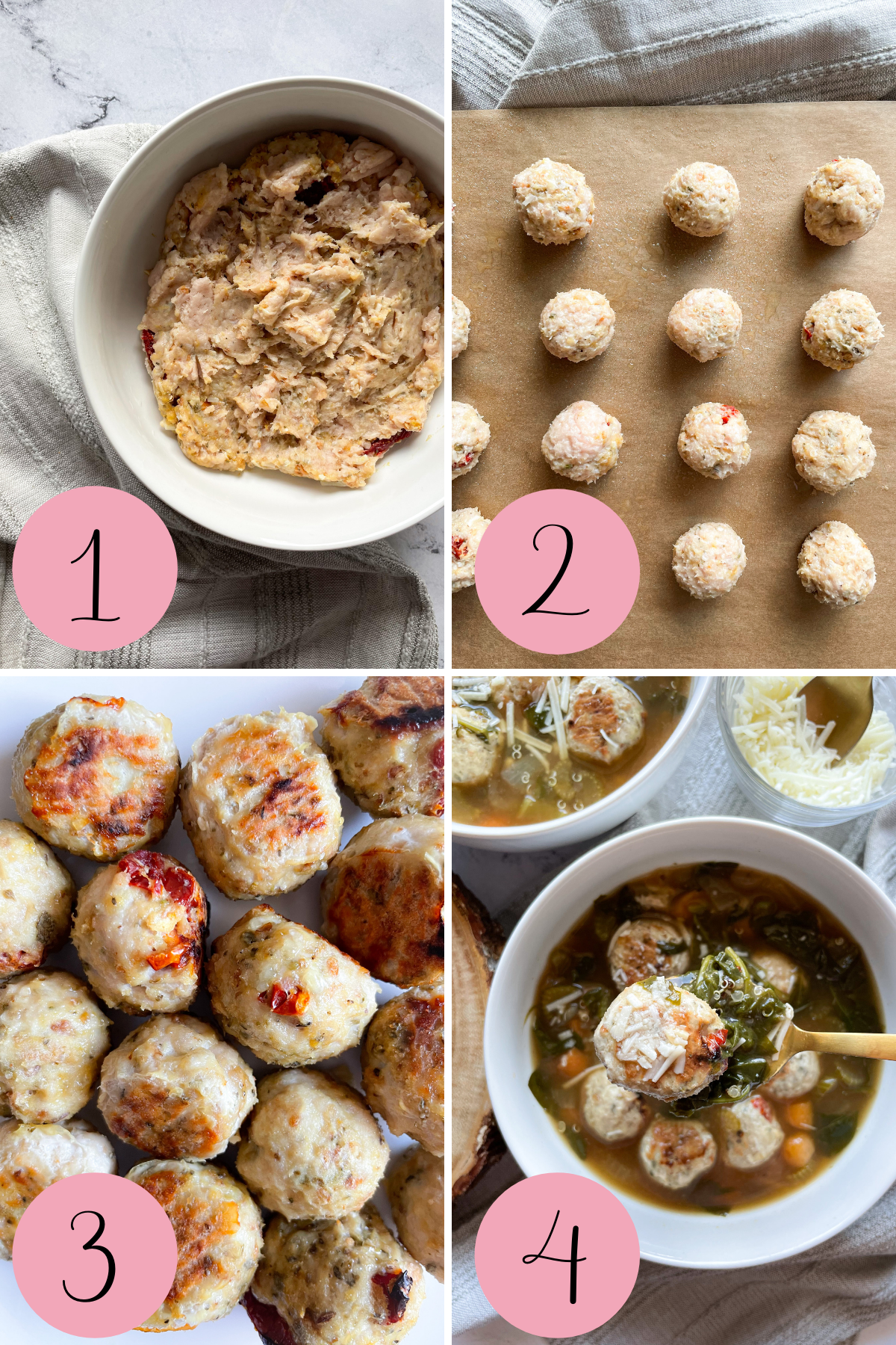 4 step how to make Italian wedding soup
