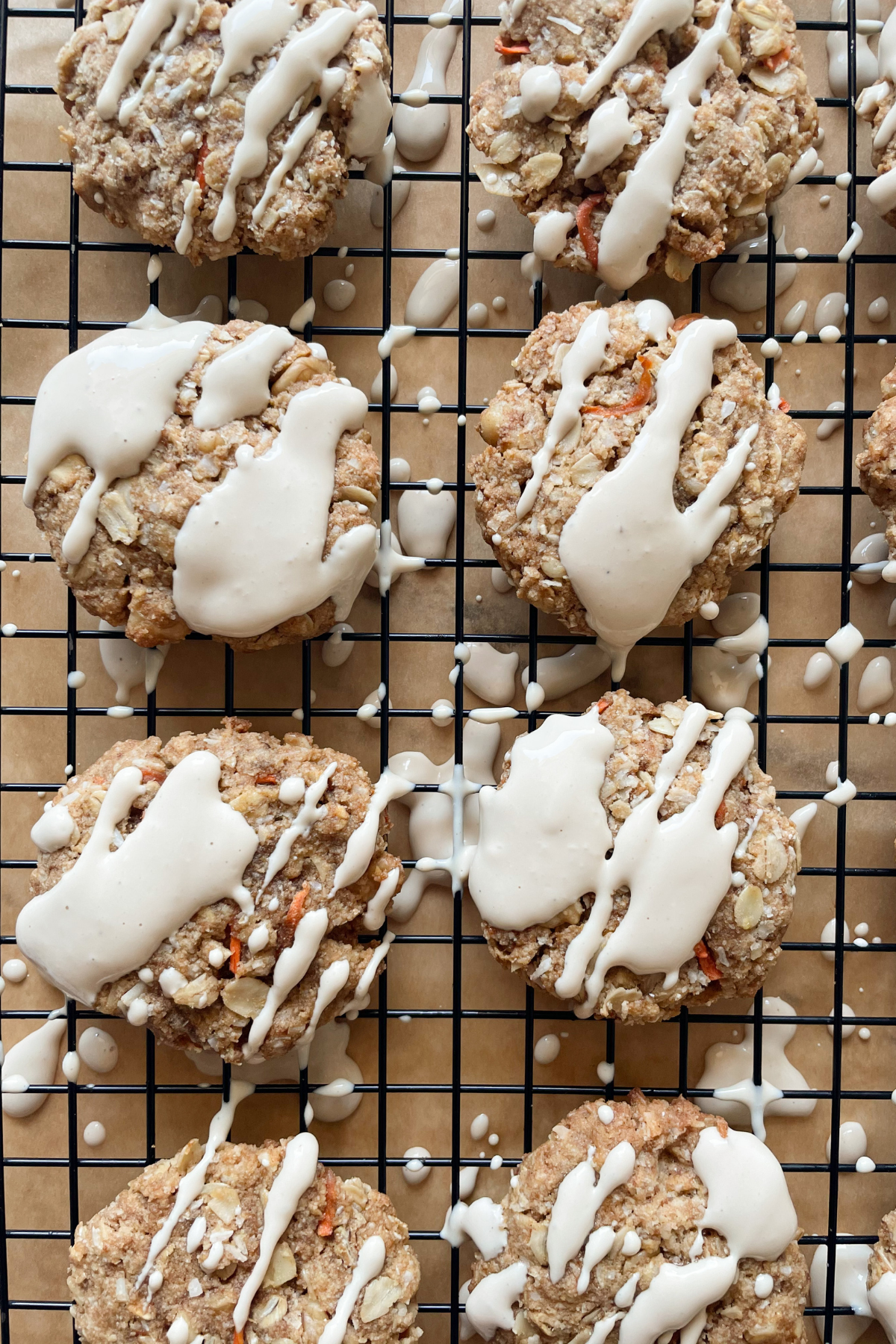 carrot cake cookies on wire rack