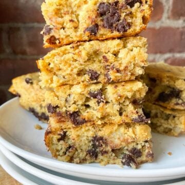 stacked healthy chocolate chip oatmeal bars