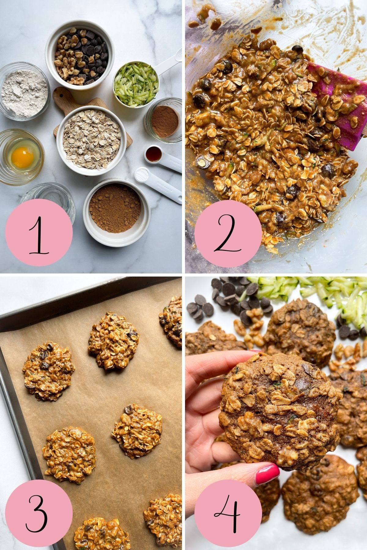 4 step how to make Zucchini Bread Breakfast Cookies