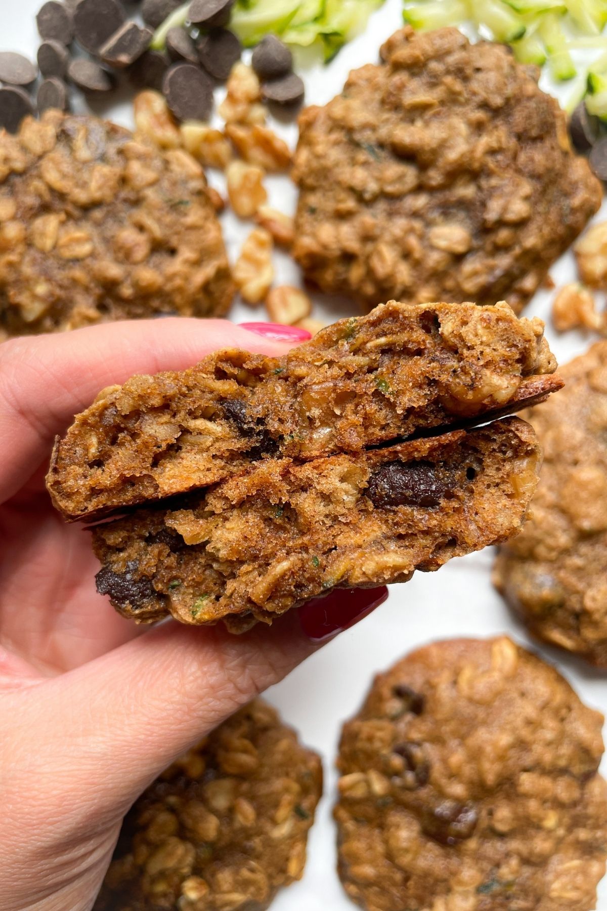 hand holding zucchini bread breakfast cookies