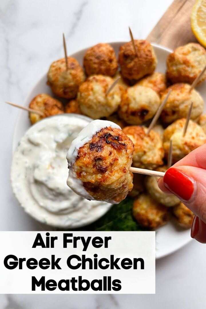 Air Fryer Greek Chicken Meatballs (with Lemon Dill Yogurt Sauce