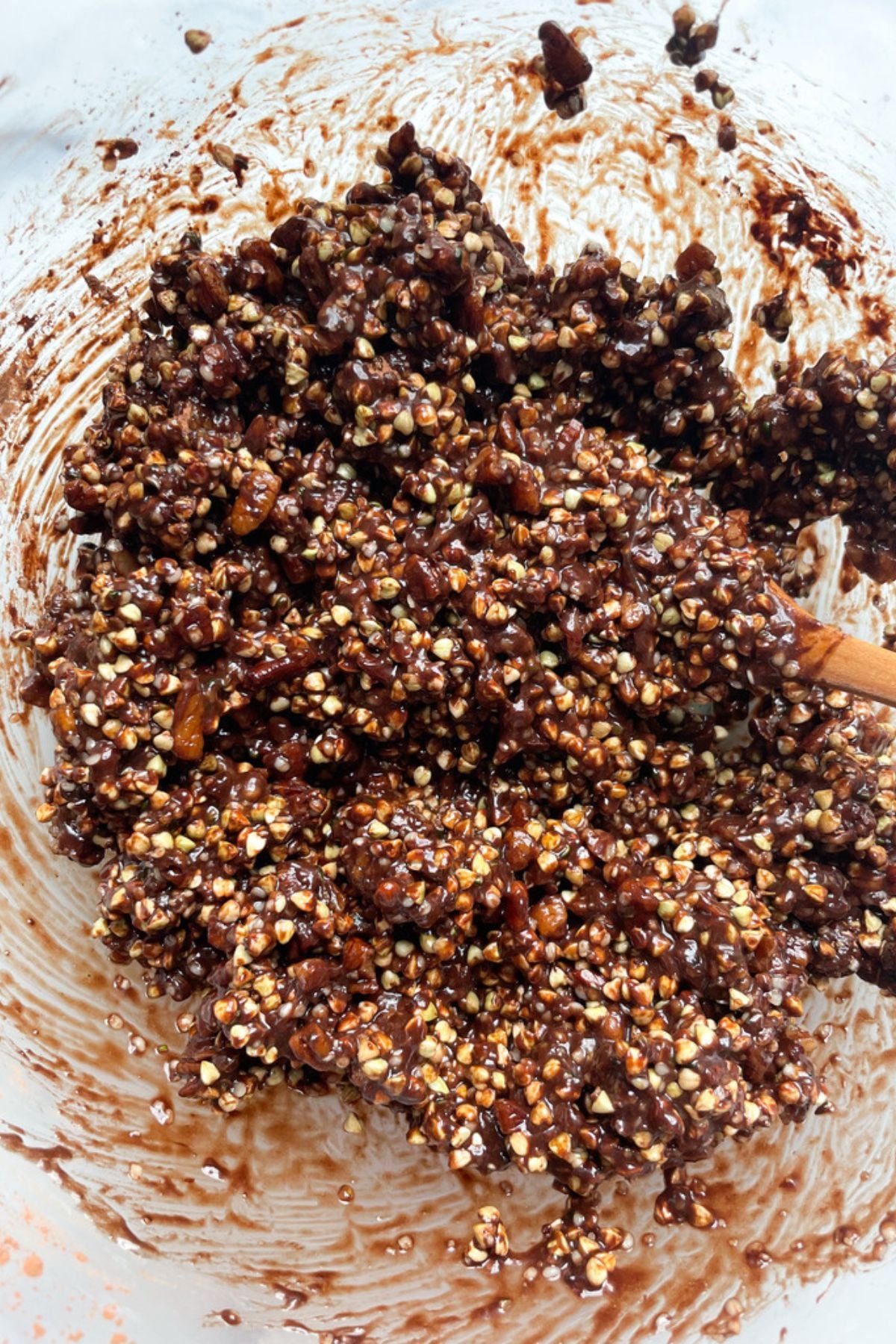 Ingredients for buckwheat granola in a bowl.